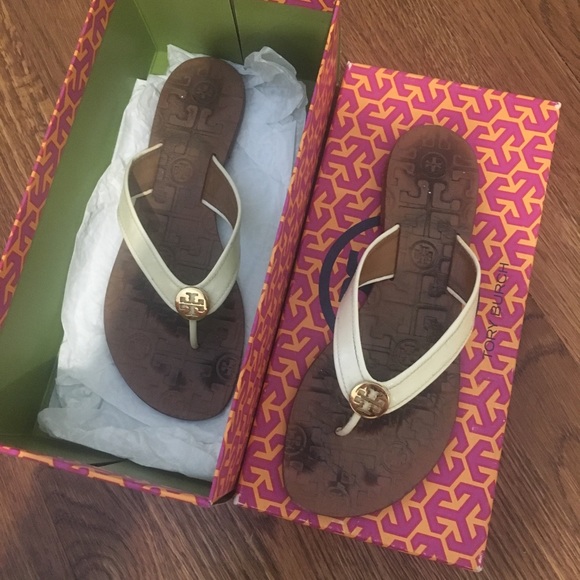 Tory Burch Shoes - Tory Burch Ivory Patent Leather Thora Sandal 8